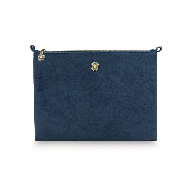 PIP Studio Velvet Quilted Cosmetic Flat Pouch - Dark Blue