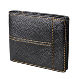 Men's Genuine Leather Bilfold Wallet RFID Blocking Card Holder - Black