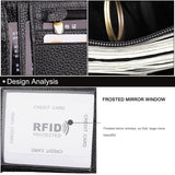 Men's Genuine Leather Bilfold Wallet RFID Blocking Card Holder - Black