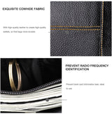 Men's Genuine Leather Bilfold Wallet RFID Blocking Card Holder - Black