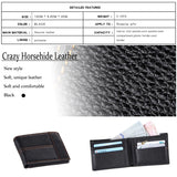 Men's Genuine Leather Bilfold Wallet RFID Blocking Card Holder - Black