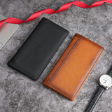 Genuine Leather Men's Wallet RFID Blocking Card Holder Bifold - Black