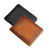 100% Genuine Leather Men's Wallet RFID Blocking Card Holder Bifold - Brown