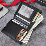 Genuine Leather Men's Wallet RFID Blocking Card Holder Bifold - Brown