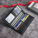 Genuine Leather Men's Wallet RFID Blocking Card Holder Bifold Long - Brown