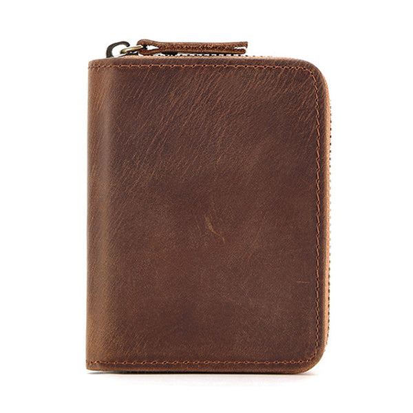 Genuine Leather Large Capacity RFID Anti-magnetic Money Clip Wallet - Brown