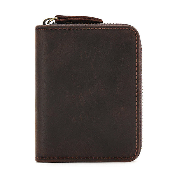 Genuine Leather Large Capacity RFID Anti-magnetic Money Clip Wallet - Coffee