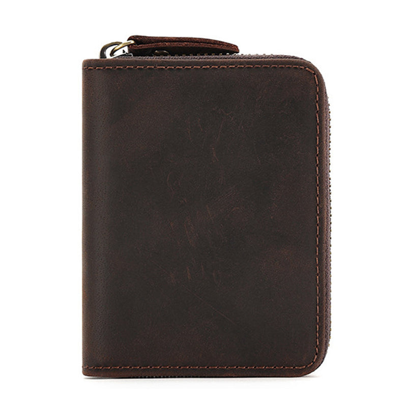 Genuine Leather Large Capacity RFID Anti-magnetic Money Clip Wallet - Coffee