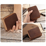 Genuine Leather Large Capacity RFID Anti-magnetic Money Clip Wallet - Coffee