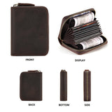 Genuine Leather Large Capacity RFID Anti-magnetic Money Clip Wallet - Coffee