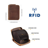 Genuine Leather Large Capacity RFID Anti-magnetic Money Clip Wallet - Coffee