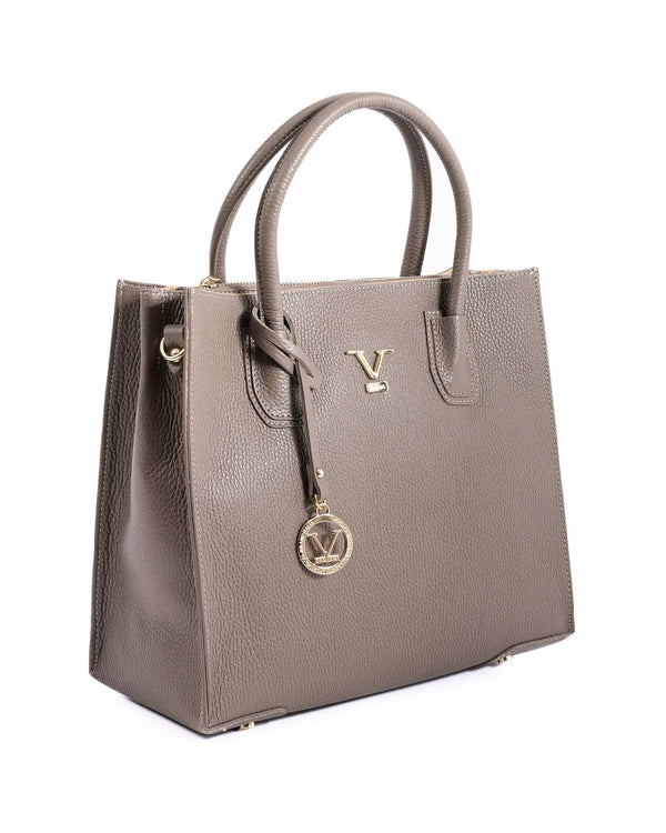 V Italia by VERSACE Leather Tote Bag for Women - Taupe