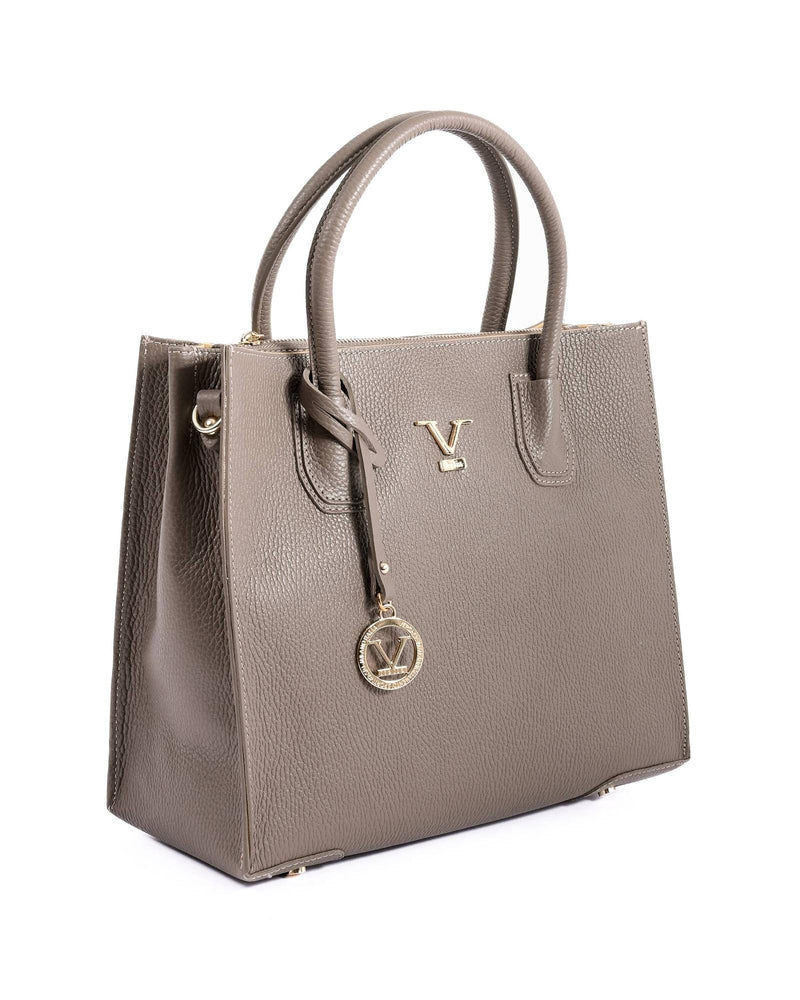 V Italia by VERSACE Leather Tote Bag for Women - Taupe