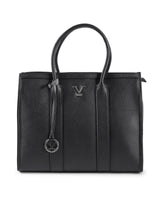 V Italia Luxury Leather Tote Bag  - Black