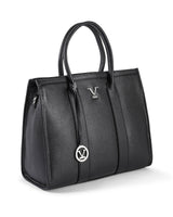 V Italia Luxury Leather Tote Bag  - Black