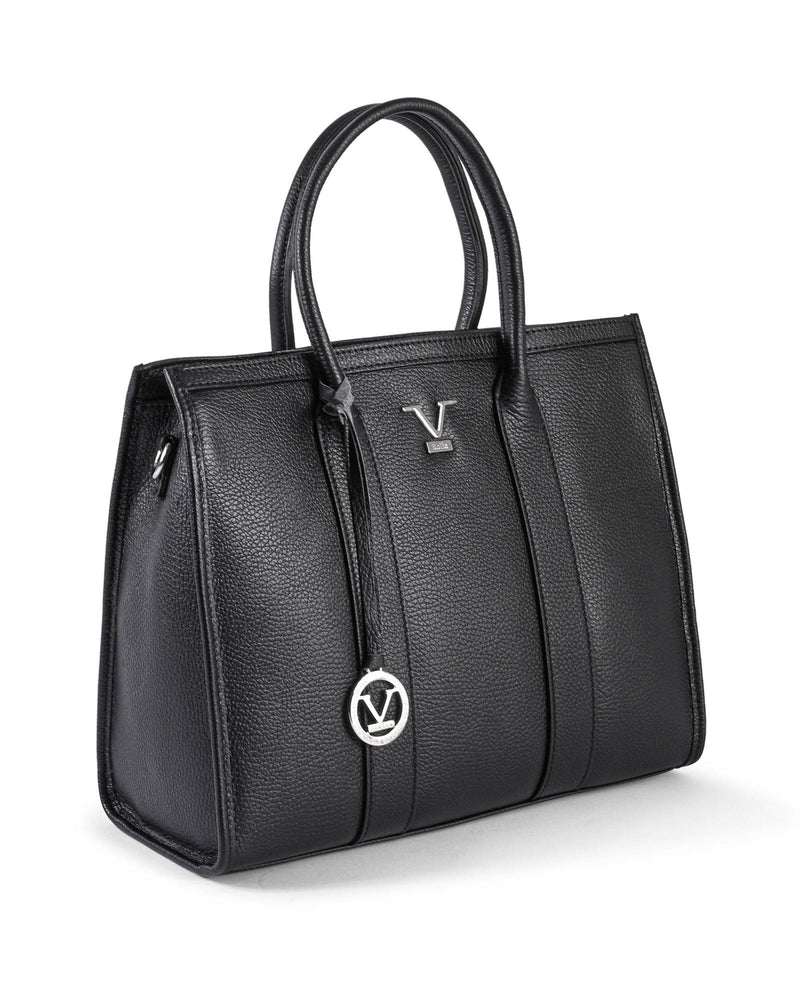 V Italia Luxury Leather Tote Bag  - Black