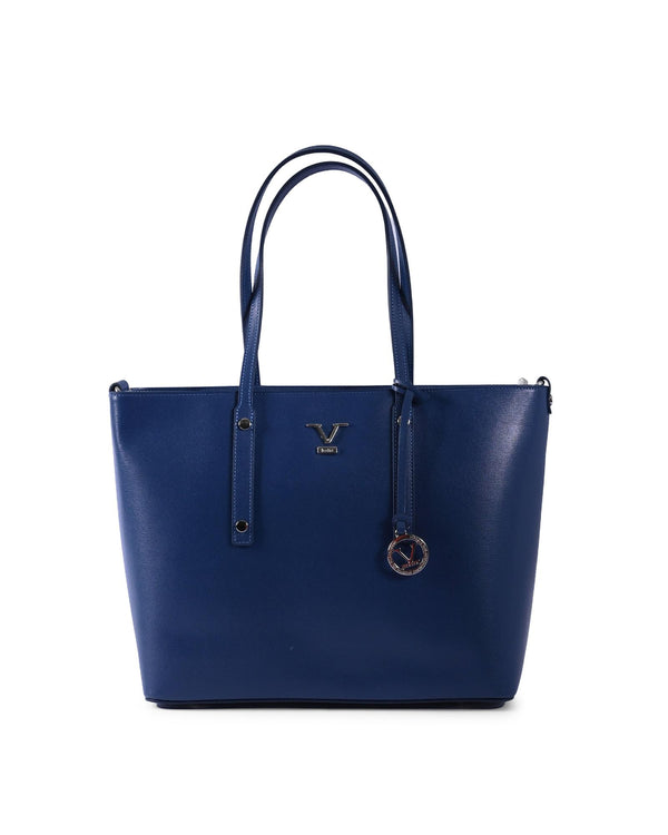 V Italia by Versace Womens Leather Tote Bag - Blue
