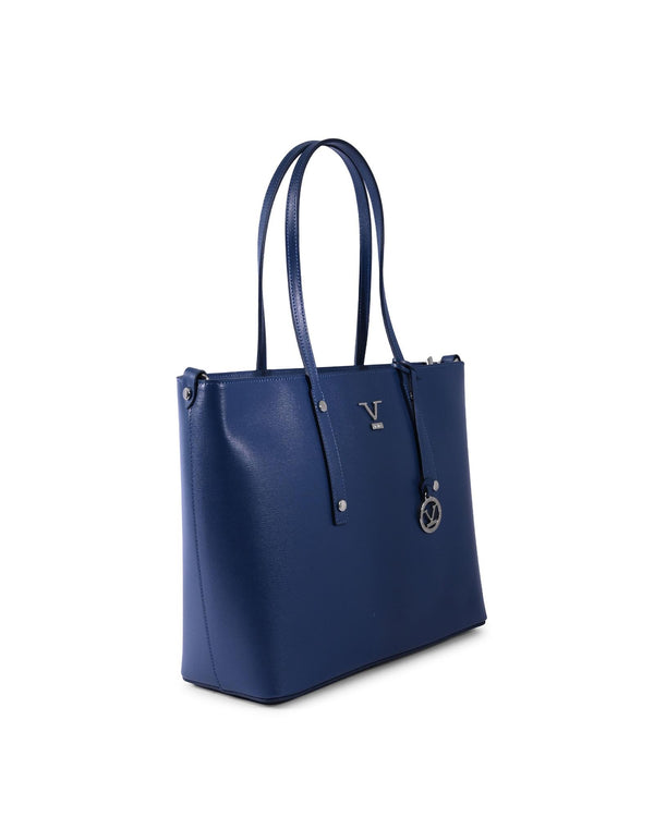 V Italia by Versace Womens Leather Tote Bag - Blue