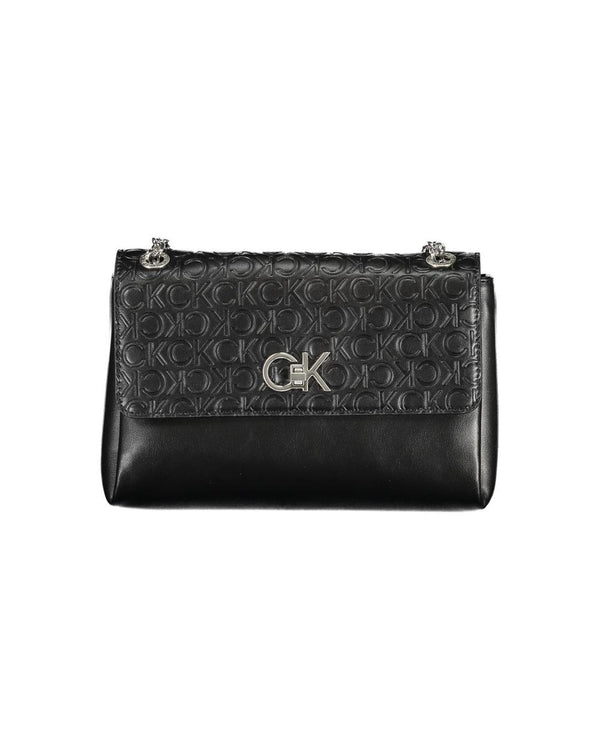 Calvin Klein Women's Black Polyester Handbag - 2 Chain Shoulder Handles