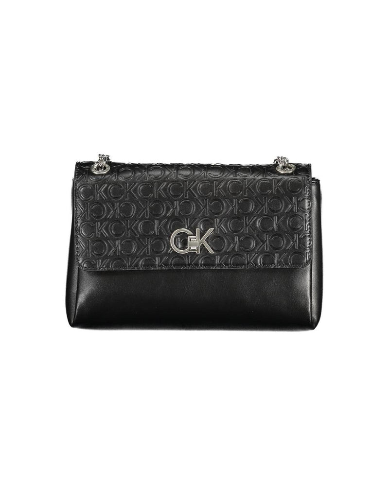 Calvin Klein Women's Black Polyester Handbag - 2 Chain Shoulder Handles