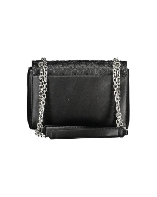 Calvin Klein Women's Black Polyester Handbag - 2 Chain Shoulder Handles