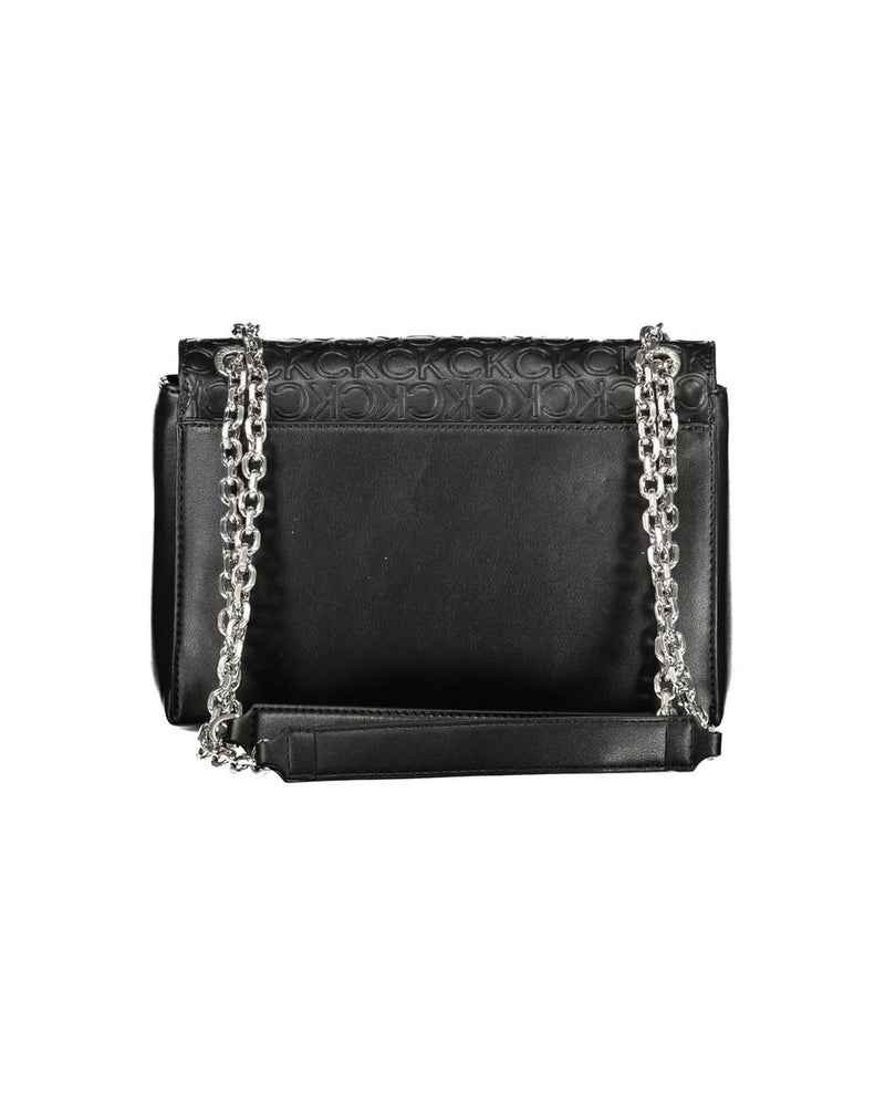 Calvin Klein Women's Black Polyester Handbag - 2 Chain Shoulder Handles