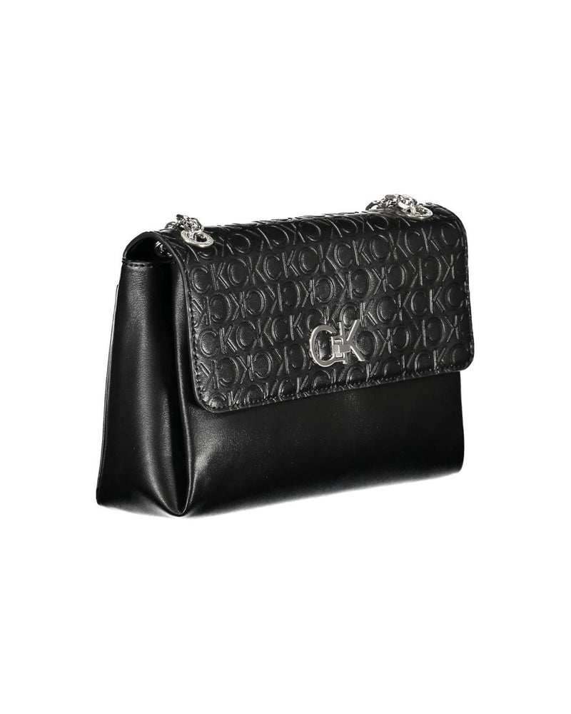 Calvin Klein Women's Black Polyester Handbag - 2 Chain Shoulder Handles