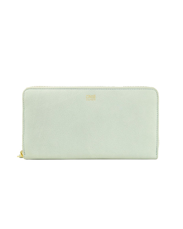 Cavalli Class Grey Purse with Light Blue Shadows and Zip Closure