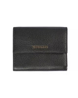 Embossed Leather Womens Wallet with Press Button Closure