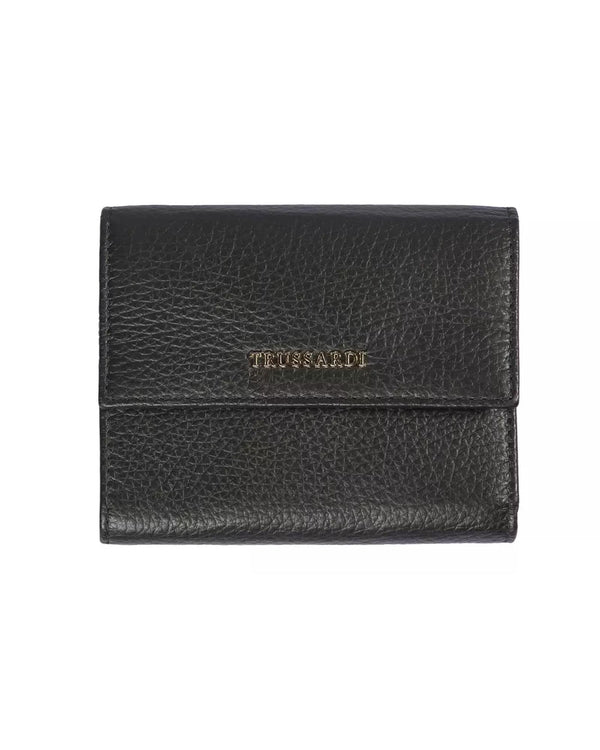 Embossed Leather Womens Wallet with Press Button Closure