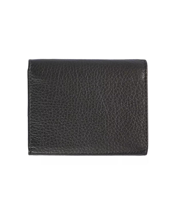 Embossed Leather Womens Wallet with Press Button Closure