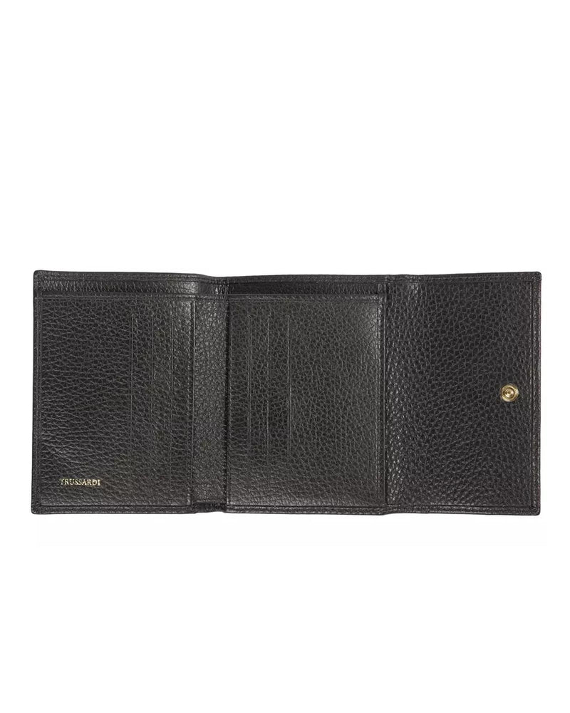 Embossed Leather Womens Wallet with Press Button Closure