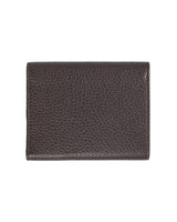Embossed Leather Womens Wallet with Press Button Closure - Brown