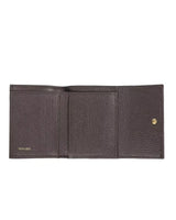 Embossed Leather Womens Wallet with Press Button Closure - Brown