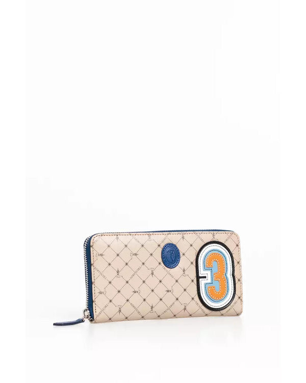 Trussardi Zip Wallet with 70s Print and Numeric Patch One Size