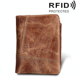 Mens Taupe Leather Rfid Card Holder Wallet
