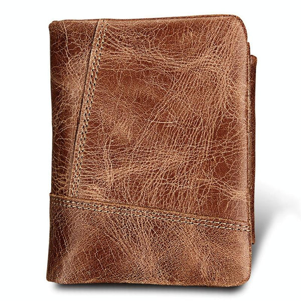 Mens Taupe Leather Rfid Card Holder Wallet