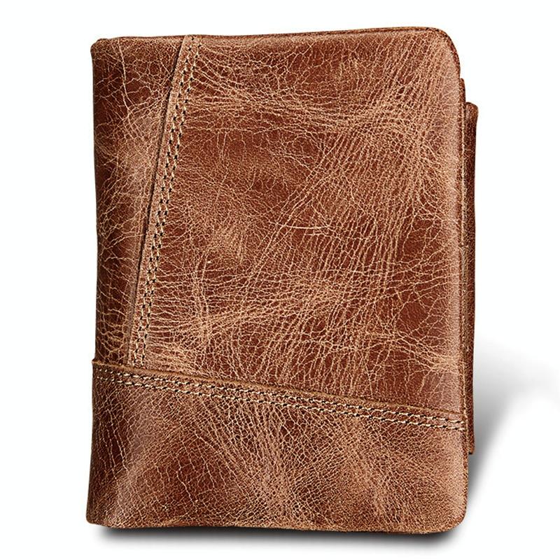 Mens Taupe Leather Rfid Card Holder Wallet