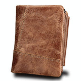 Mens Taupe Leather Rfid Card Holder Wallet