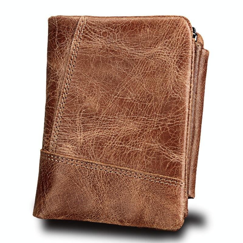 Mens Taupe Leather Rfid Card Holder Wallet