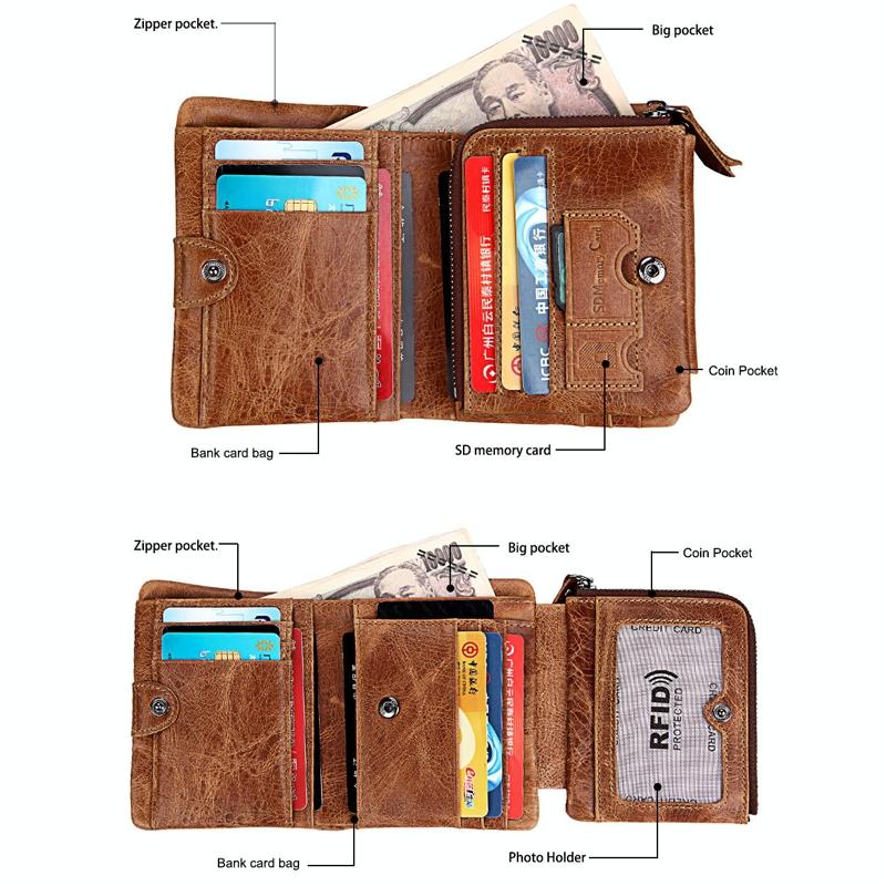 Mens Taupe Leather Rfid Card Holder Wallet