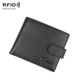 Rfid-protected Mens Short Leather Wallet - Secure & Compact