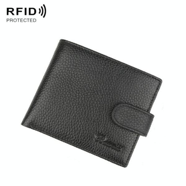 Rfid-protected Mens Short Leather Wallet - Secure & Compact