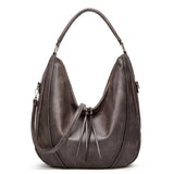 Large Capacity PU Leather Tote Handbag - Light Gray