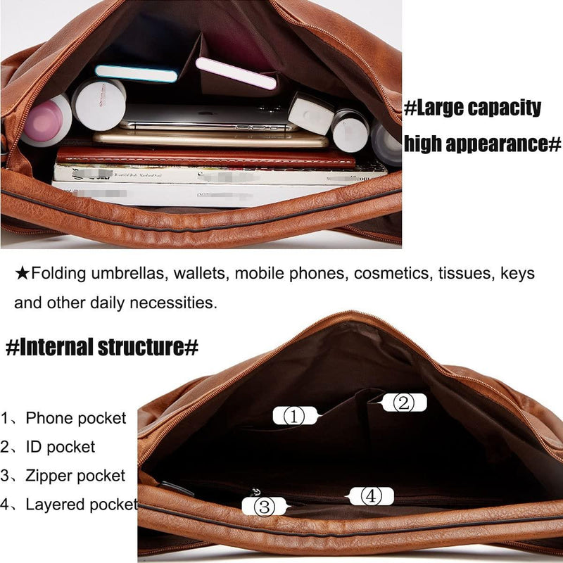 Large Capacity PU Leather Tote Handbag - Light Gray