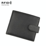 Rfid-blocking Short Mens Leather Wallet - Anti-magnetic