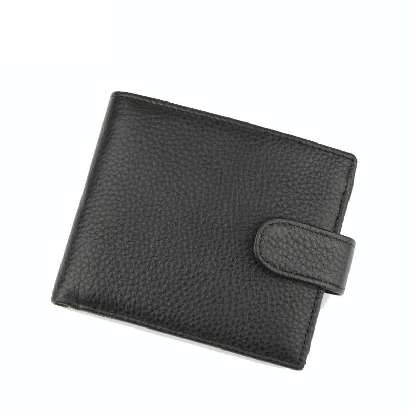 Rfid-blocking Short Mens Leather Wallet - Anti-magnetic
