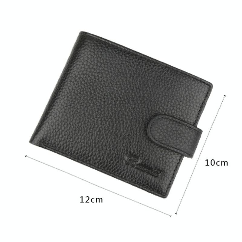 Rfid-blocking Short Mens Leather Wallet - Anti-magnetic
