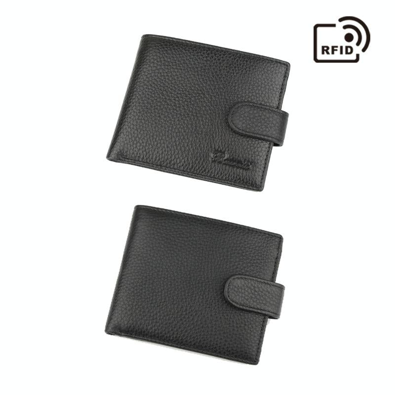 Rfid-blocking Short Mens Leather Wallet - Anti-magnetic