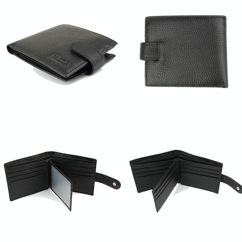 Rfid-blocking Short Mens Leather Wallet - Anti-magnetic
